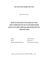 Quản lý nhà nước về vệ sinh an toàn thực phẩm đối với các cơ sở kinh doanh dịch vụ ăn uống trên địa bàn huyện quế võ, tỉnh bắc ninh   