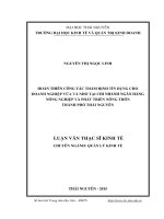Hoàn thiện công tác thẩm định tín dụng cho DNVVN tại chi nhánh ngân hàng nông nghiệp và phát triển nông thôn thành phố thái nguyên 