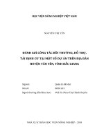 Đánh giá công tác bồi thường, hỗ trợ, tái định cư tại một số dự án trên địa bàn huyện tân yên, tỉnh bắc giang   