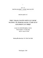 Thực trạng nguồn nhân lực dược ngành y tế tỉnh hà giang và đề xuất giải pháp can thiệp