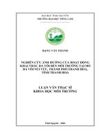 Nghiên cứu ảnh hưởng của hoạt động khai thác đá vôi đến môi trường tại mỏ đá vôi núi vức thành phố thanh hoá tỉnh thanh hoá 