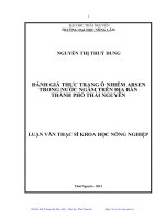 Đánh giá thực trạng ô nhiễm arsen trong nước ngầm trên địa bàn thành phố thái nguyên 