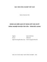 Đánh giá hiệu quả sử dụng đất sản xuất nông nghiệp huyện tân yên   tỉnh bắc giang   