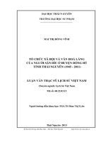 Tổ chức xã hội và văn hóa làng của người sán dìu ở huyện đồng hỷ tỉnh thái nguyên 1945 2011 