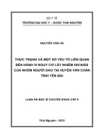 Thực trạng và một số yếu tố liên quan đến hành vi nguy cơ lây nhiễm hiv aids của nhóm người dao tại huyện văn chấn tỉnh yên bái