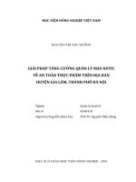 Giải pháp tăng cường quản lý nhà nước về an toàn thực phẩm trên địa bàn huyện gia lâm, thành phố hà nội   