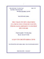 Thực trạng tổ chức hoạt động của trung tâm y tế huyện vị xuyên tỉnh hà giang khó khăn và giải pháp đến năm 2020