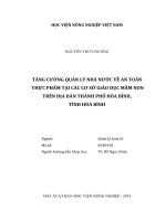 Tăng cường quản lý nhà nước về an toàn thực phẩm tại các cơ sở giáo dục mầm non trên địa bàn thành phố hòa bình, tỉnh hòa bình   