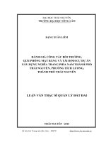 Đánh giá công tác bồi thường giải phóng mặt bằng và tái định cư dự án xây dựng nghĩa trang phía nam thành phố thái nguyên phường tích lương thành phố thái nguyên 
