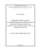 Nhận diện văn hóa tổ chức của trường đại học dựa trên bộ công cụ đánh giá văn hóa tổ chức OCAI ( nghiên cứu trường hợp trường đại học ngoại ngữ   đại học quốc gia hà nội) 