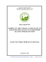 Nghiên cứu thực trạng và một số yếu tố ảnh hưởng đến giá đất ở tại thành phố hạ long tỉnh quảng ninh 