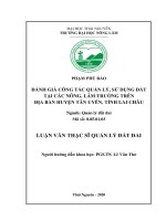 (Luận văn thạc sĩ) Đánh giá công tác quản lý, sử dụng đất tại các nông, lâm trường trên địa bàn huyện Tân Uyên, tỉnh Lai Châu