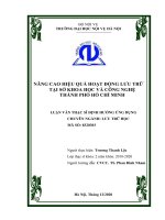 Nâng cao hiệu quả hoạt động lưu trữ tại sở khoa học và công nghệ thành phố hồ chí minh 