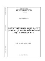 Hoàn thiện pháp luật bảo vệ quyền lợi người tiêu dùng ở việt nam hiện nay 