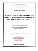 Nghiên cứu sự đa dạng sinh học của vi khuẩn bacillus thuringiensis phân lập từ một số mẫu đất ở thái nguyên 