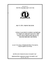 Nâng cao chất lượng lập hồ sơ và nộp lưu hồ sơ vào lưu trữ tại ủy ban nhân dân quận 12, thành phố hồ chí minh 