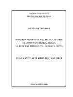 Tổng hợp nghiên cứu đặc trưng cấu trúc của oxit nano mnal2o4 mnfe2o4 và bước đầu thăm dò ứng dụng của chúng 