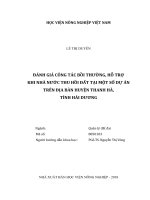 Đánh giá công tác bồi thường, hỗ trợ khi nhà nước thu hồi đất tại một số dự án trên địa bàn huyện thanh hà, tỉnh hải dương   