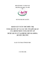 Khảo sát tuân thủ điều trị tăng huyết áp và các yếu tố liên quan của bệnh nhân tăng huyết áp được quản lý tại bệnh viện đa khoa huyện tri tôn