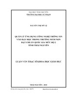 Quản lý ứng dụng công nghệ thông tin vào dạy học trong trường mầm non đạt chuẩn quốc gia mức độ 2 tỉnh thái nguyên 