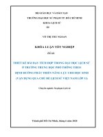 THIẾT KẾ BÀI DẠY TÍCH HỢP TRONG DẠY HỌC LỊCH SỬ Ở TRƯỜNG TRUNG HỌC PHỔ THÔNG THEO  ĐỊNH HƯỚNG PHÁT TRIỂN NĂNG LỰC CHO HỌC SINH  (VẬN DỤNG QUA CHỦ ĐỀ LỊCH SỬ VIỆT NAM LỚP 11)