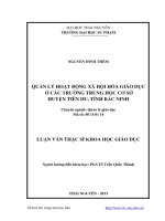 Quản lý hoạt động xã hội hóa giáo dục ở các trường trung học cơ sở huyện tiên du tỉnh bắc ninh 