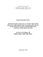 Đánh giá khả năng xử lý nước thải sinh hoạt của hệ thống MOT tại nhà máy xử lý nước thải gia sàng, thành phố thái nguyên, tỉnh thái nguyên 
