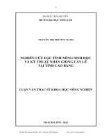 Nghiên cứu đặc tính nông sinh học và kỹ thuật nhân giống cây lê tại tỉnh cao bằng 
