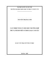 Can thiệp tâm lý cho một trường hợp trẻ vị thành niên có rối loạn cảm xúc 