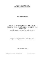 Quản lý hoạt động dạy học ở các trường trung học cơ sở có đông học sinh dân tộc thiểu số huyện lục ngạn tỉnh bắc giang 