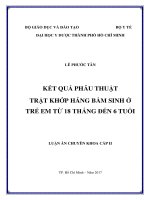 Kết quả phẫu thuật trật khớp háng bẩm sinh ở trẻ em từ 18 tháng đến 6 tuổi 