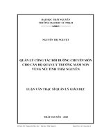Quản lý công tác bồi dưỡng chuyên môn cho cán bộ quản lý trường mầm non vùng núi tỉnh thái nguyên 