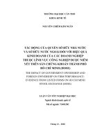 Tác động của sở hữu nhà nước và sở hữu nước ngoài đối với hiệu quả hoạt động kinh doanh đến các doanh nghiệp thuộc lĩnh vực công nghiệp được niêm yết trên sàn chứng khoán thành phố hồ chí minh
