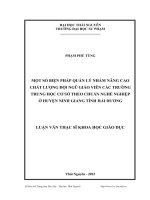 Một số biện pháp quản lý nhằm nâng cao chất lượng đội ngũ giáo viên các trường trung học cơ sở theo chuẩn nghề nghiệp ở huyện ninh giang tỉnh hải dương 