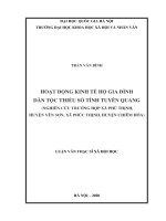 Hoạt động kinh tế hộ gia đình dân tộc thiểu số tỉnh tuyên quang” (nghiên cứu trường hợp xã phú thịnh, huyện yên sơn, xã phúc thịnh, huyện chiêm hóa) 