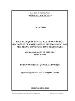 Biện pháp quản lý việc xây dựng văn hóa học đường của hiệu trưởng trường trung học phổ thông sông công tỉnh thái nguyên 