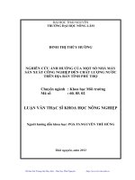 Nghiên cứu ảnh hưởng của một số nhà máy sản xuất công nghiệp đến chất lượng nước trên địa bàn tỉnh phú thọ 