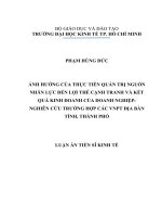 Luận án Tiến sĩ Kinh tế Ảnh hưởng của thực tiễn quản trị nguồn nhân lực đến lợi thế cạnh tranh và kết quả kinh doanh của doanh nghiệp: Nghiên cứu trường hợp các VNPT địa bàn tỉnh, thành phố
