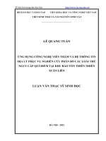 Ứng dụng công nghệ viễn thám và hệ thông tin địa lý phục vụ nghiên cứu phân bố các loài thú nguy cấp quí hiếm tại khu bảo tồn thiên nhiên xuân liên 