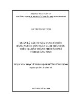 Quản lý đầu tư xây dựng cơ bản bằng nguồn vốn ngân sách nhà nước trên địa bàn thành phố cẩm phả tỉnh quảng ninh 