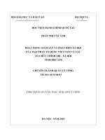 Tóm tắt Luận văn Thạc sĩ Quản lý công: Hoạt động giám sát và phản biện xã hội của Mặt trận Tổ quốc Việt Nam và các tổ chức chính trị - xã hội tỉnh Phú Yên