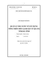 Tóm tắt Luận văn Thạc sĩ Quản lý công: Quản lý nhà nước về xây dựng nông thôn mới tại huyện Vũ Quang, tỉnh Hà Tĩnh