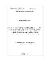 Luận văn Thạc sĩ Quản lý công: Quản lý nhà nước đối với các dự án đầu tư xây dựng cơ bản từ ngân sách nhà nước tại huyện Lương Tài, tỉnh Bắc Ninh