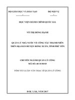 Tóm tắt Luận văn Thạc sĩ Quản lý công: Quản lý nhà nước về công tác thanh niên trên địa bàn huyện Đồng Xuân, tỉnh Phú Yên
