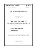 Tóm tắt Luận văn Thạc sĩ Quản lý công: Quản lý nhà nước về đất đai trên địa bàn thị xã Buôn Hồ, tỉnh Đắk Lắk