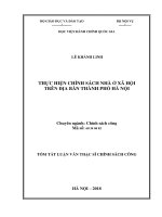 Tóm tắt Luận văn Thạc sĩ Chính sách công: Thực thi Chính sách nhà ở xã hội trên địa bàn Thành phố Hà Nội