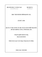Tóm tắt Luận văn Thạc sĩ Quản lý công: Quản lý Nhà nước về thu ngân sách trên địa bàn huyện Krông Năng, tỉnh Đắk Lắk