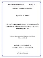 Tóm tắt Luận văn Thạc sĩ Luật Hiến pháp và Luật Hành chính: Tổ chức và hoạt động của cơ quan chuyên môn thuộc Uỷ ban nhân dân quân Cầu Giấy, thành phố Hà Nội