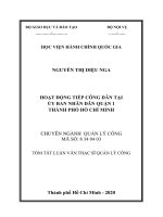 Tóm tắt Luận văn Thạc sĩ Quản lý công: Hoạt động tiếp công dân tại Ủy ban nhân dân Quận 1, Thành phố Hồ Chí Minh