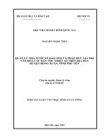 Tóm tắt Luận văn Thạc sĩ Quản lý công: Quản lý nhà nước về bảo tồn và phát huy giá trị văn hóa các dân tộc thiểu số trên địa bàn huyện Đồng Xuân, tỉnh Phú Yên
